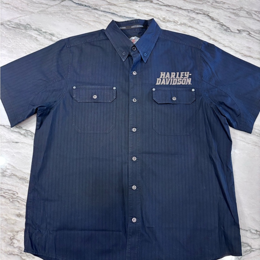 Harley-Davidson Men's Navy Button-Down Shirt